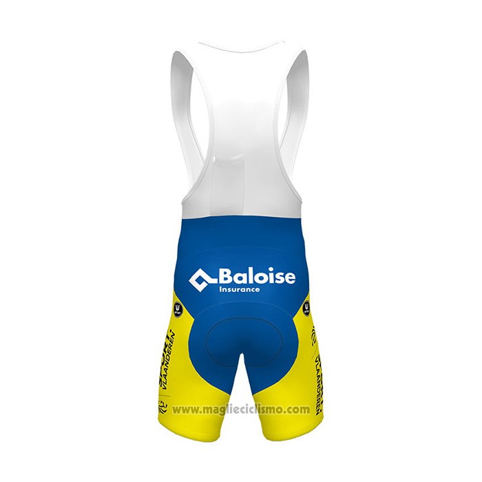 2021 Abbigliamento Ciclismo Sport Vlaanderen-Baloise Blu Bianco Giallo Manica Corta e Salopette